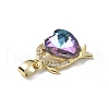 Real 18K Gold Plated Rack Plating Brass Micro Pave Clear Cubic Zirconia Pendants KK-C015-22G-12-2
