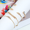 4Pcs 4 Styles Feather & Flat Round Alloy with Crystal Rhinestone Cuff Bangles & Link Bracelets FS-WGEDE23-01-3