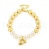 Rack Plating Round Brass & ABS Imitation Pearl Beaded Bracelets BJEW-P322-15G-1
