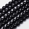 Natural Black Tourmaline Round Bead Strands G-I160-01-8mm-1