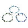 3Pcs 3 Colors Faceted Round Electroplate Glass Beads Stretch Bracelets for Women BJEW-JB11628-2