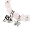 Natural Rose Quartz Round Beaded Stretch Bracelets BJEW-JB09900-02-2