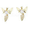 Brass Micro Pave Clear Cubic Zirconia Pendants ZIRC-N039-262-2