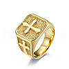 Square with Cross Pattern 304 Stainless Steel Finger Rings for Men FS-WGAC6B1-07-2