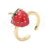 Brass Enamel Adjustable Cuff Rings for Women RJEW-G350-01A-G-4