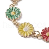 Sunflower Zinc Alloy Enamel Link Bracelets for Women BJEW-JB10246-3