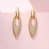 Brass Clear Cubic Zirconia Dangle Stud Earrings EJEW-Q042-01B-G-2
