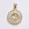 Long-Lasting Plated & Rack Plating Brass Micro Pave Cubic Zirconia Letter Pendants X-ZIRC-A007-03J-G-1