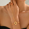 Geometric Hollow Brass Pave Cubic Zirconia Multi-Finger Link & Charm Bracelet for Women HV8312-3