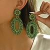 Stainless Steel Bohemian Oval Vintage Long Stud Earrings HB4853-3-1
