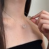 Round Ring 925 Sterling Silver Pave Cubic Zirconia Pendant Necklaces for Women NJEW-F338-01P-4