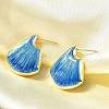 Shell Shape Brass Stud Earrings EJEW-G424-01G-2