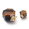 Faceted Natural Tiger Eye Openable Perfume Bottle Pendants G-I287-06G-F-3