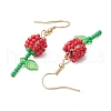 Grade A Round Glass Seed Beads Flower Dangle Earrings EJEW-MZ00451-04-4