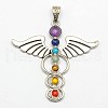 Vintage Chakra Jewelry Zinc Alloy Bezel Gemstone Big Pendants X-G-M039-01-1