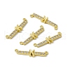 Rack Plating Brass Micro Pave Clear Cubic Zirconia Connector Charms KK-C007-37G-K-1