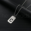 Rectangle with Letter Pattern Hollow Out 201 Stainless Steel Pendant Necklaces FS-WG34D20-21-1