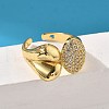 Brass Micro Pave Clear Cubic Zirconia Cuff Rings for Women RJEW-S622-07G-2