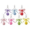 7Pcs Alloy Polyester Spandex Bowknot Ball Keychain KEYC-JKC01169-1