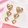 Heart 304 Stainless Steel Clear Cubic Zirconia  Dangle Stud Earrings EJEW-D319-17G-1