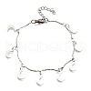 304 Stainless Steel Moon Charm Bracelets BJEW-R021-01P-4