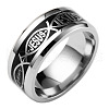 Stainless Steel Jesus Fish with Word Finger Ring EAER-PW0001-170B-02-1