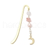 Natural White Jade & Topaz Jade & Aquamarine & Ametrine & Cherry Quartz Glass Chips & Stainless Steel Pendants Moon Charm Bookmarks AJEW-JK00372-3