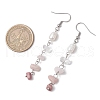 Natural Cultured Freshwater Pearl with Natural & Synthetic Gemstone Dangle Earrings EJEW-JE06459-4