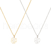 ANATTASOUL 2Pcs 2 Colors 304 Stainless Steel Hollow Rose Pendant Necklaces Set for Women NJEW-AN0001-87-1