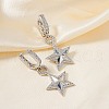 Elegant Brass Clear Cubic Zirconia Star Hoop Earrings OY2885-1-1