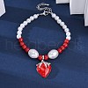 Strawberry Brass Micro Pave Clear Cubic Zirconia Charm Bracelets BJEW-G740-04P-1