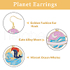 5 Pair 5 Style Golden Plated Alloy Enamel Planet Dangle Earrings with Iron Pins EJEW-AB00045-4
