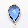 Golden Tone Brass Glass Teardrop Links connectors GLAA-J010A-HF09-G-2