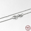 Anti-Tarnish Trendy Rhodium Plated 925 Sterling Silver Ball Chain Necklaces STER-M050-1.0A-09-3