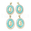 Rack Plating Brass Micro Pave Clear Cubic Zirconia Pendants KK-C041-06C-G-1