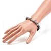Natural Lava Rock & Tibetan Agate Stretch Bracelet with Alloy Tube Beaded BJEW-JB08322-02-3