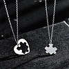 2Pcs 2 Styles Heart Puzzle 201 Stainless Steel Pendant Cable Chain Couple Necklaces FS-WG816E6-05-5