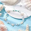 Starfish Synthetic Turquoise & Magnesite & Glass Seed Braided Beaded Adjustable Anklets AJEW-AN00651-1