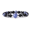 Natural Blue Spot Jasper Heart Beaded Stretch Bracelet PW-WG70241-08-1