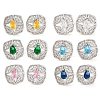 Brass Pave Cubic Zirconia Square Stud Earrings for Women EJEW-I304-27P-1