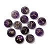 13Pcs Flat Round Natural Amethyst Rune Stones G-K335-08C-1