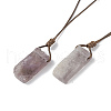 Natural Amethyst Nugget Pendant Necklace with Waxed Cord for Women NJEW-F306-01C-1