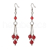 Natural Malaysia Jade Ball Beads Long Dangle Earring for Lady EJEW-JE04680-01-1