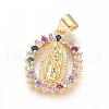 Brass Micro Pave Cubic Zirconia Pendants KK-I657-32G-A-4