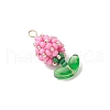 Glass Seed Beaded Flower Bud Pendants PALLOY-MZ00760-05-3