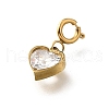 Heart 304 Stainless Steel Rhinestone Pendant Decorations STAS-H202-39G-2