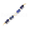 Faceted Round Natural Lapis Lazuli & Kyanite & Potato Natural Cultured Freshwater Pearl Beaded Connector Charms PALLOY-JF03531-02-3
