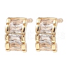 Brass Pave Clear Cubic Zirconia Curved Rectangle Stud Earrings for Women EJEW-G362-10KCG-1