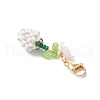 Flower Bud Glass Pearl & Seed Beads Pendant Decorations HJEW-MZ00275-04-4