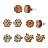SUNNYCLUE Natural Wood Stud Earrings EJEW-SC0001-22P-1